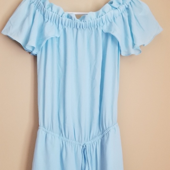 Light blue off shoulder romper short - Picture 4 of 6
